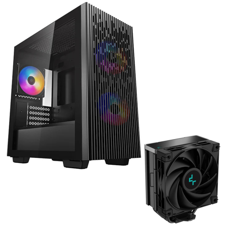 Boîtier Gaming Moyen Tour DeepCool MATREXX 40 3FS / Micro-ATX / RGB / Avec Ventilateur de processeur DeepCool AK400 ZERO DARK / Noir