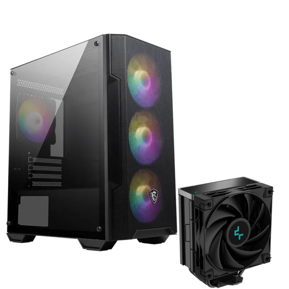 Boîtier Gaming MSI MAG FORGE M100A / Micro-ATX / RGB / Avec Ventilateur de processeur DeepCool AK400 ZERO DARK / Noir