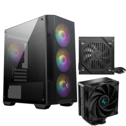 Boîtier Gaming MSI MAG FORGE M100A / Micro-ATX / RGB / Avec Ventilateur de processeur DeepCool AK400 ZERO DARK / Noir + Boîte d'alimentation MSI MAG A600DN / 600 Watts / ATX / 80 PLUS Standard / Noir