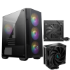 Boîtier Gaming MSI MAG FORGE M100A / Micro-ATX / RGB / Avec Ventilateur de processeur DeepCool AK400 ZERO DARK / Noir + Boîte d'alimentation MSI MAG A600DN / 600 Watts / ATX / 80 PLUS Standard / Noir