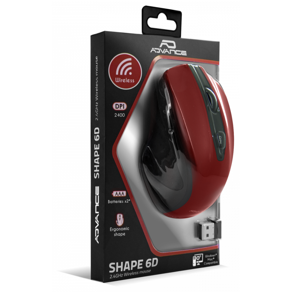 Souris Sans fil ADVANCE S-SHAPE / Rouge