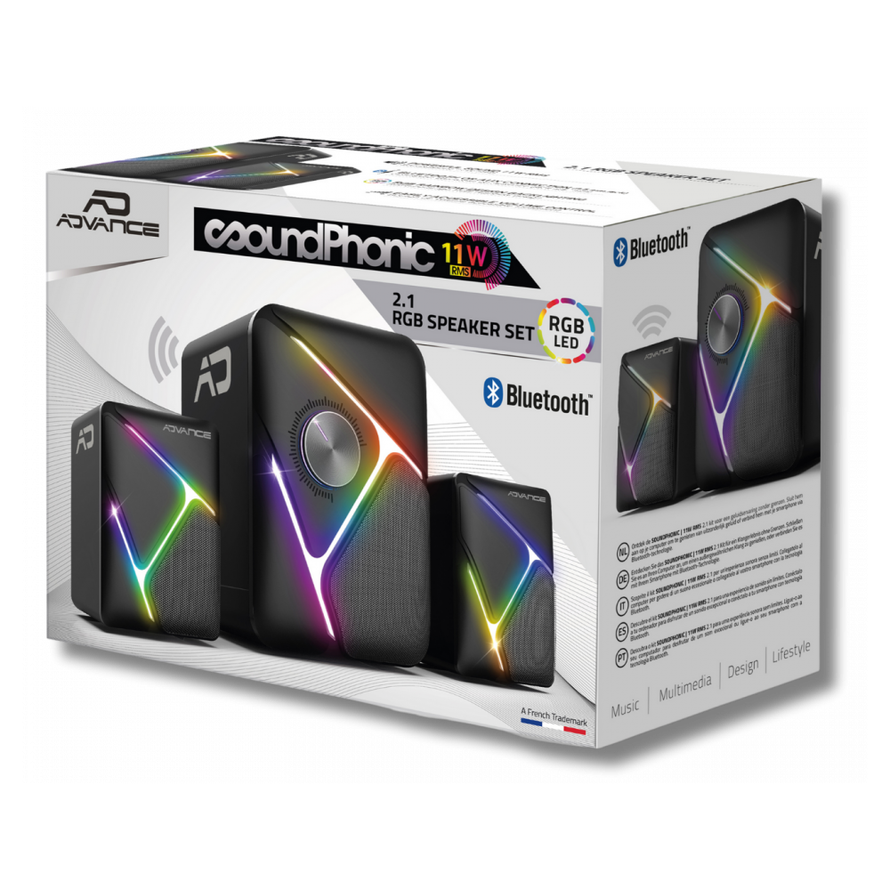 Haut Parleur ADVANCE SOUNDPHONIC 11W RMS 2.1 RGB / Noir
