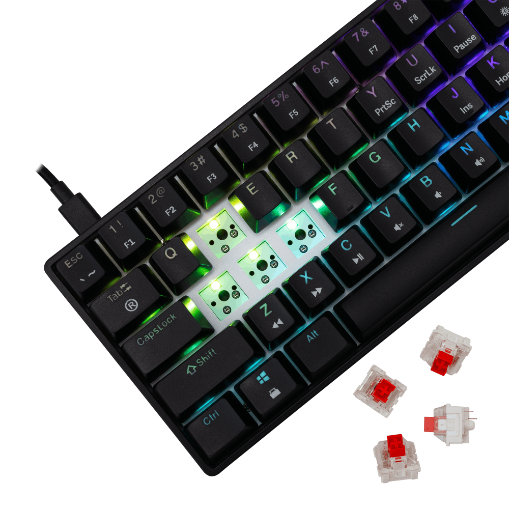Clavier Gaming Mécanique White Shark GK-004111 SHINOBI-2 / US - RED SW. / Noir