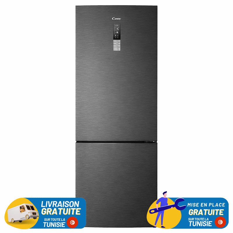 Réfrigérateur Candy No Frost INVERTER COMBINE 432 Litres / Silver avec afficheur