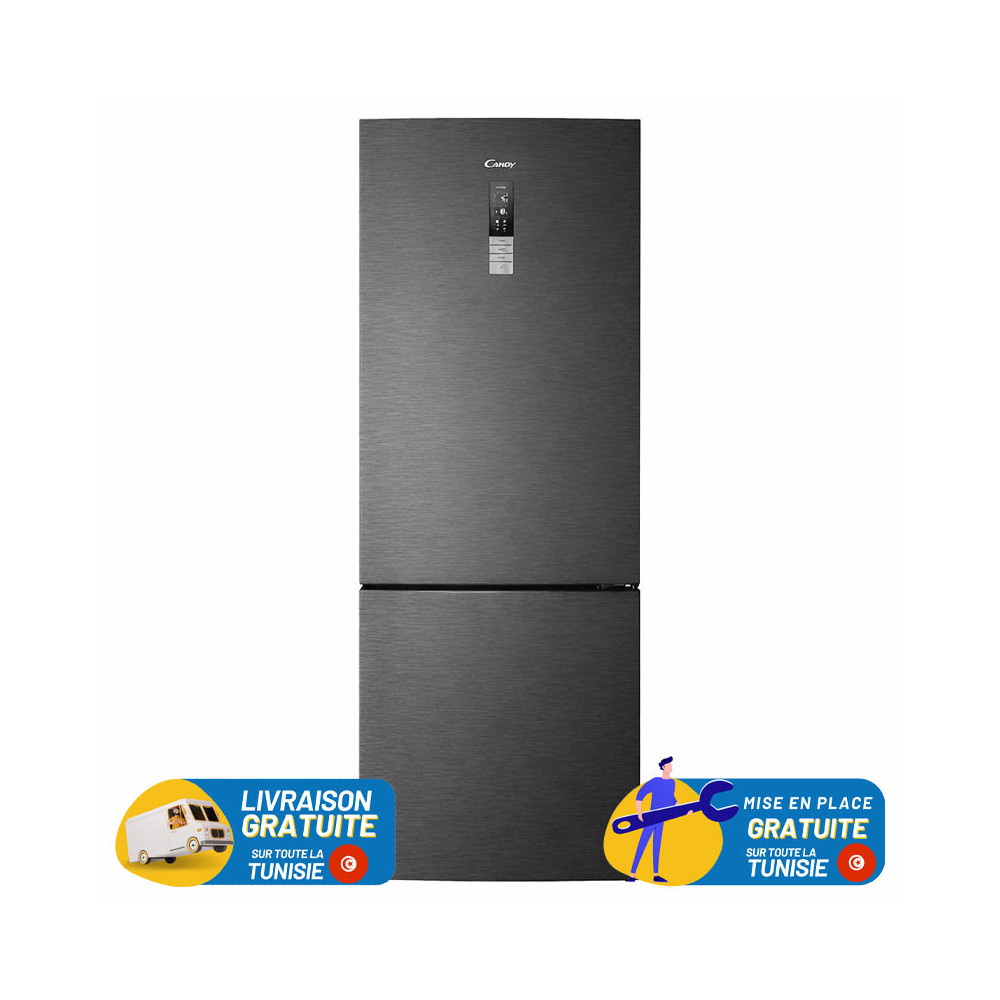 Réfrigérateur Candy No Frost INVERTER COMBINE 432 Litres / Silver avec afficheur