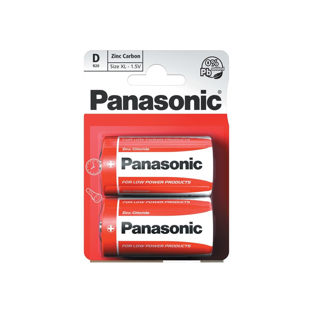2 PILE PANASONIC ZINC CARBON R20 D2