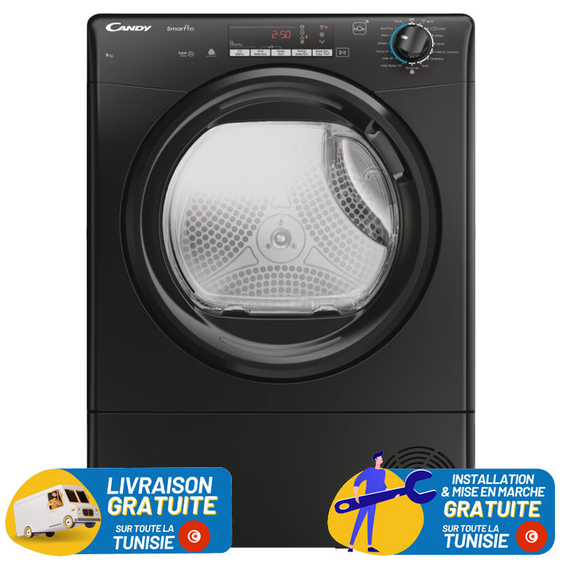 SECHE LINGE CANDY 9KG SMART A CONDENSATION POSE LIBRE / NOIR