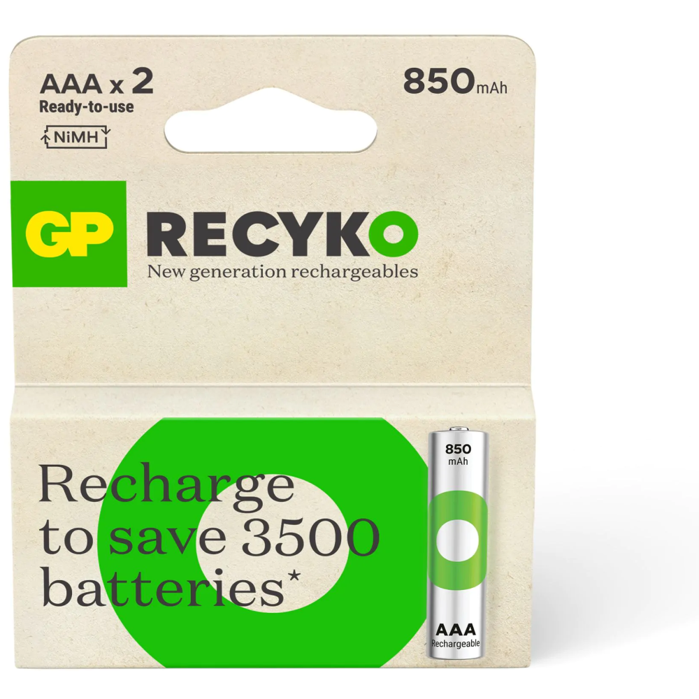 2 x Piles Rechargeables GP 1.2V AAA 850mAh