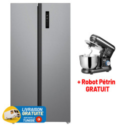 REFRIGERATEUR SIDE BY SIDE HYUNDAI 549 LITRES INVERTER / INOX + Robot Pétrin GRATUIT