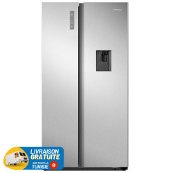 Réfrigérateur HISENSE NoFrost Inverter Side By Side 519Litres / Inox avec Afficheur et distributeur d'eau