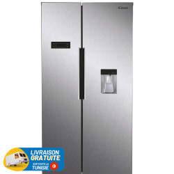 Réfrigérateur Candy No Frost SIDE BY SIDE 529 Litres / inox / avec Distributeur d'eau et Afficheur