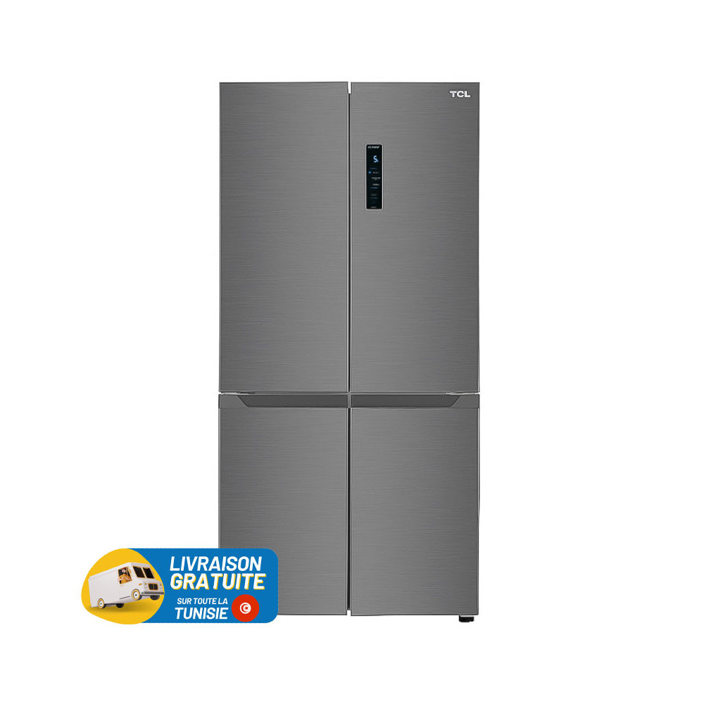 Réfrigérateur TCL No Forst INVERTER Side by Side 512 Litres INOX / Avec Afficheur