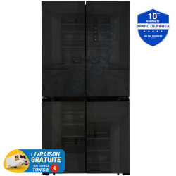 Réfrigérateur Side By Side Hyundai Inverter 617L NoFrost verre Noir Foncé