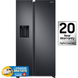 Réfrigérateur SAMSUNG No Frost INVERTER Side by Side 609 Litres / Carbone / Avec Distributeur d'eau