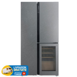 Réfrigérateur Hyundai No Frost INVERTER Side By Side 548 Litres / Verre Gris + Cave À Vin