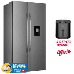 Réfrigérateur BRANDT No Frost SIDE by SIDE 529 Litres / Inox  avec Distributeur d'eau + AIR FRYER BRANDT OFFERTE