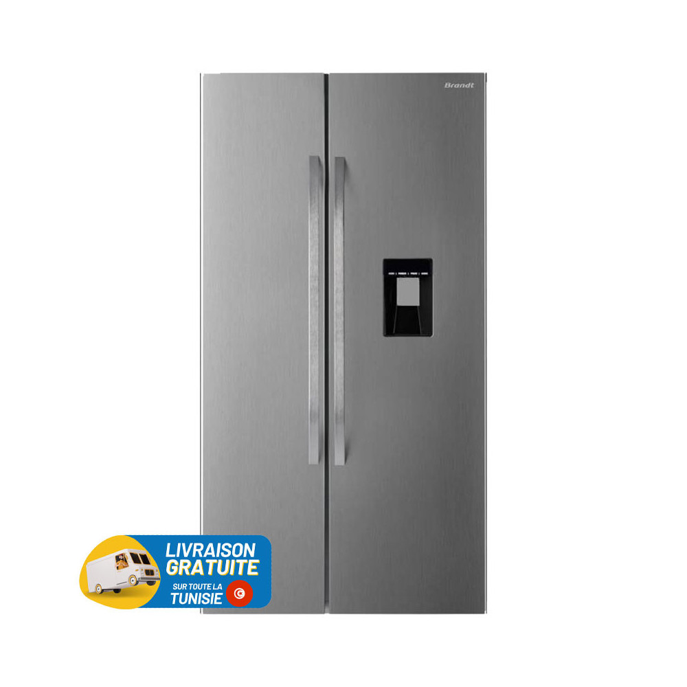 Réfrigérateur BRANDT No Frost SIDE by SIDE 529 Litres / Inox  avec Distributeur d'eau + AIR FRYER BRANDT OFFERTE