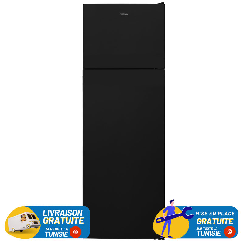 Réfrigérateur FOCUS Less Frost Double Portes 313 Litres / Noir