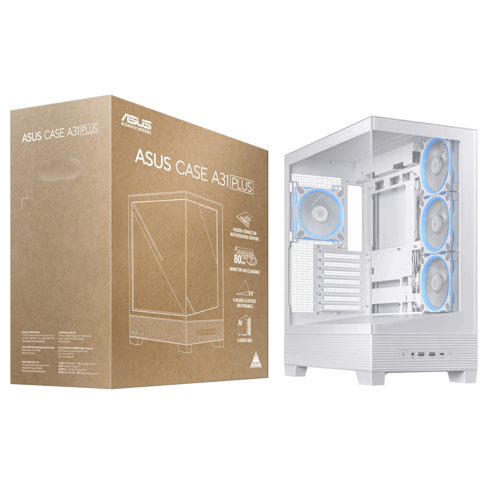 Boîtier Gamer Moyen Tour ASUS A31 PLUS TG / ATX / ARGB / Blanc