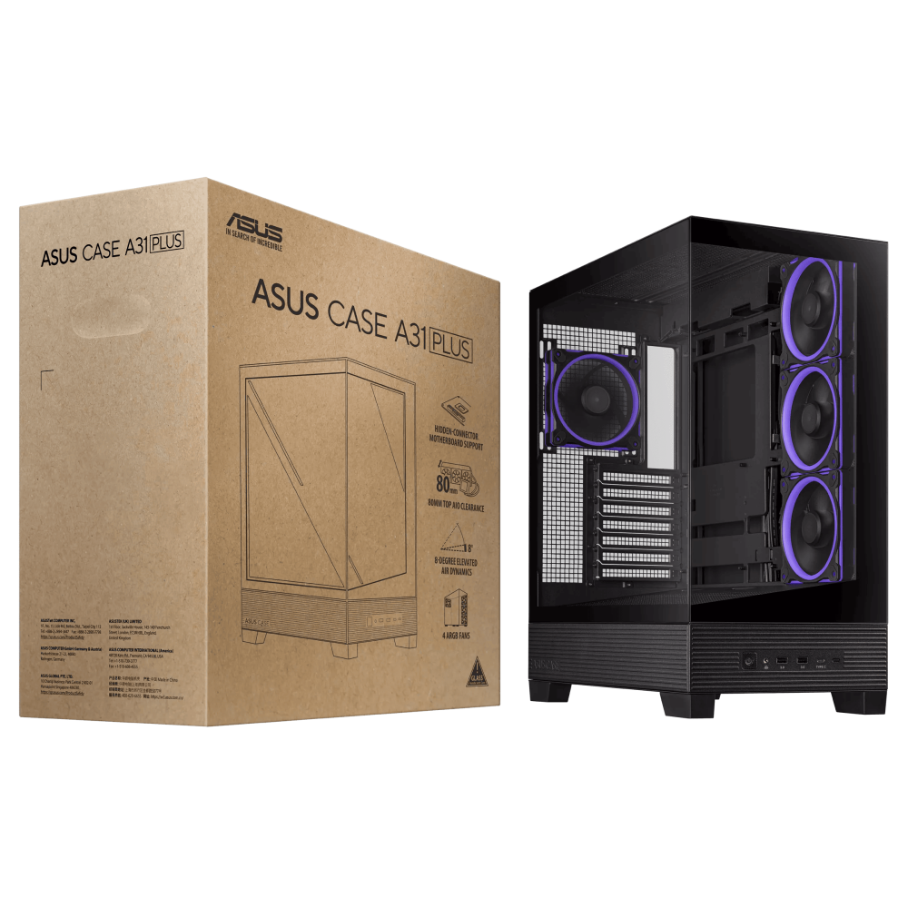 Boîtier Gamer Moyen Tour ASUS A31 PLUS TG / ATX / ARGB / Noir