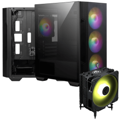 Boîtier Gaming Moyen Tour MSI MAG FORGE M100R / Micro ATX / Noir Avec Refroidisseur De Processeur MSI MAG COREFROZR AA13 / 120 mm / ARGB / LGA1851 / AM5 / Noir