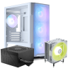 Boîtier Gamer Micro Tour MSI MAG FORGE M100R / RGB / Micro-ATX / WHITE Avec Refroidisseur De Processeur MSI MAG COREFROZR AA13 / 120 mm / ARGB / LGA1851 / AM5 / White + Boîte d'alimentation MSI MAG A600DN / 600 Watts / ATX / 80 PLUS Standard / Noir