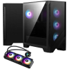Boîtier Gaming Moyen Tour MSI MAG FORGE 320R AIRFLOW / ATX / ARGB / Noir Avec Kit Watercooling HYBROK HL360B Cooling 360ML / LGA 1851 / AM5 / ARGB / Noir