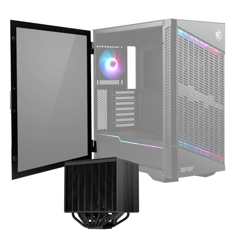 Boîtier gaming Moyen Tour MSI MPG VELOX 100P AIRFLOW / ATX / ARGB  / Noir Avec Ventilateur de processeur DeepCool ASSASSIN 4S / Noir