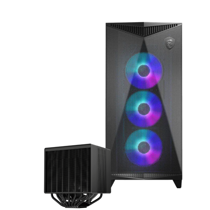 Boîtier Gaming Moyen Tour MSI MPG GUNGNIR 300R AIRFLOW / ARGB / E-ATX / Noir Avec Ventilateur de processeur DeepCool ASSASSIN 4S / Noir