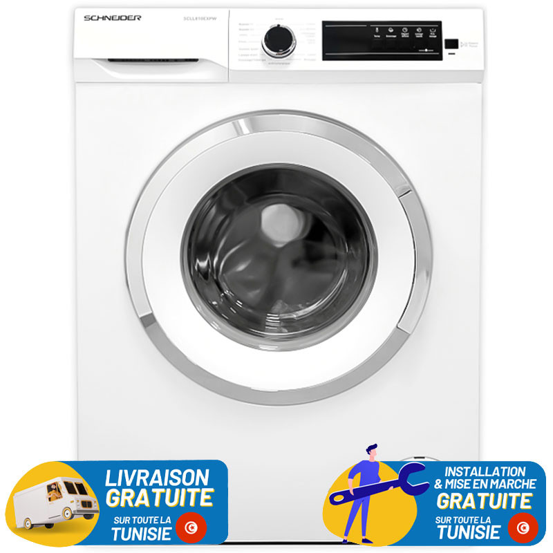Machine à laver Frontale SCHNEIDER avec Afficheur 8 KG / Blanc / SCLL810EXPW