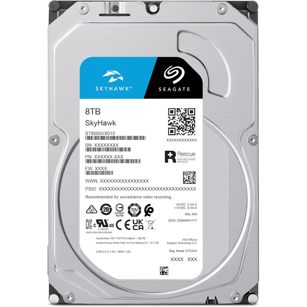 Disque Dur Interne 3.5" Seagate SkyHawk Surveillance 8 To