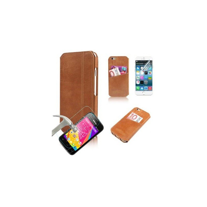 Flip case + Film Anti-choc pour iPhone 6S / Marron