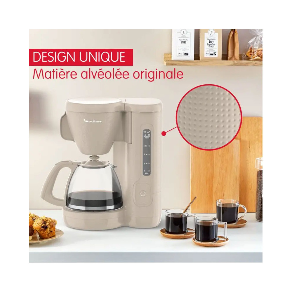 Cafetière MOULINEX 1.25 Litre / 1000W / GRIS CHAUD / FG2M0B10