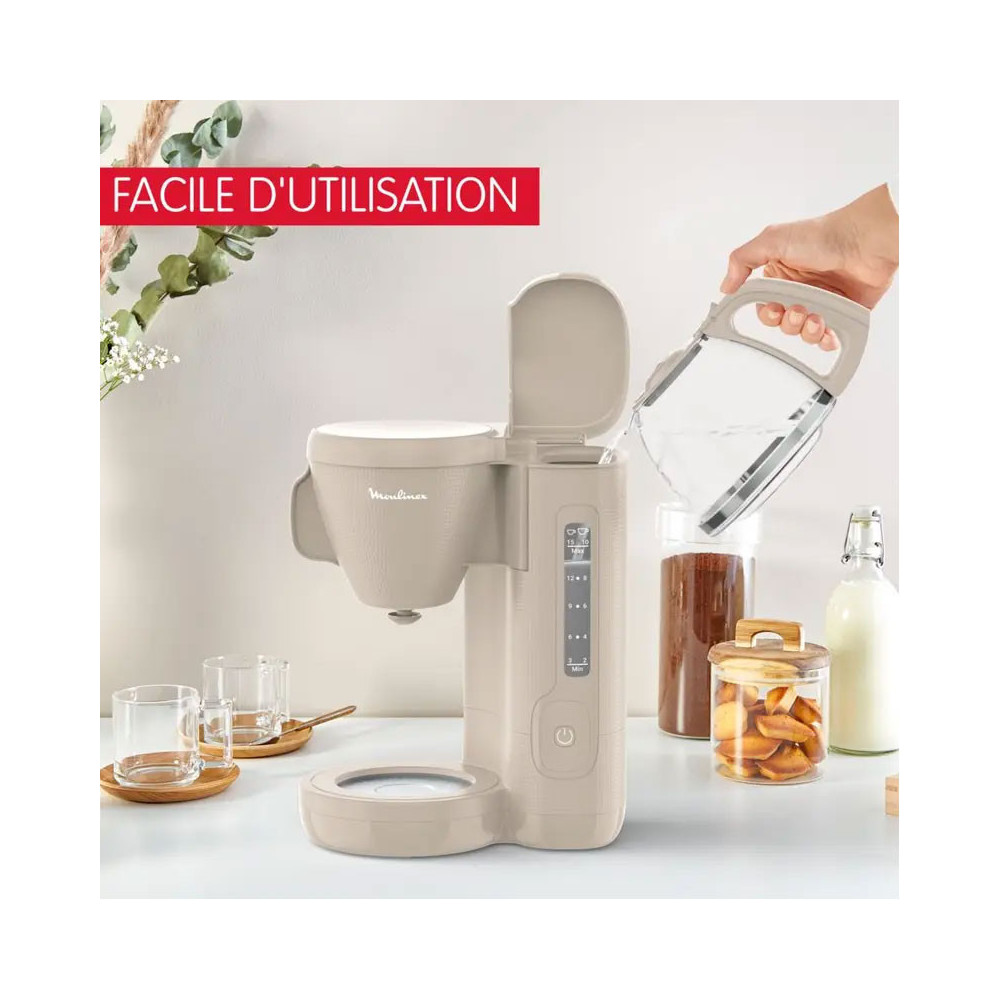 Cafetière MOULINEX 1.25 Litre / 1000W / GRIS CHAUD / FG2M0B10
