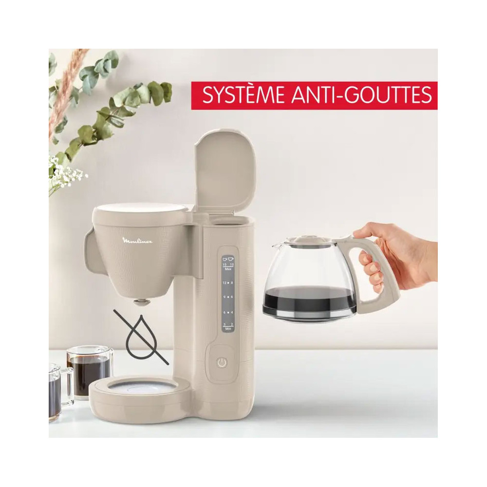 Cafetière MOULINEX 1.25 Litre / 1000W / GRIS CHAUD / FG2M0B10