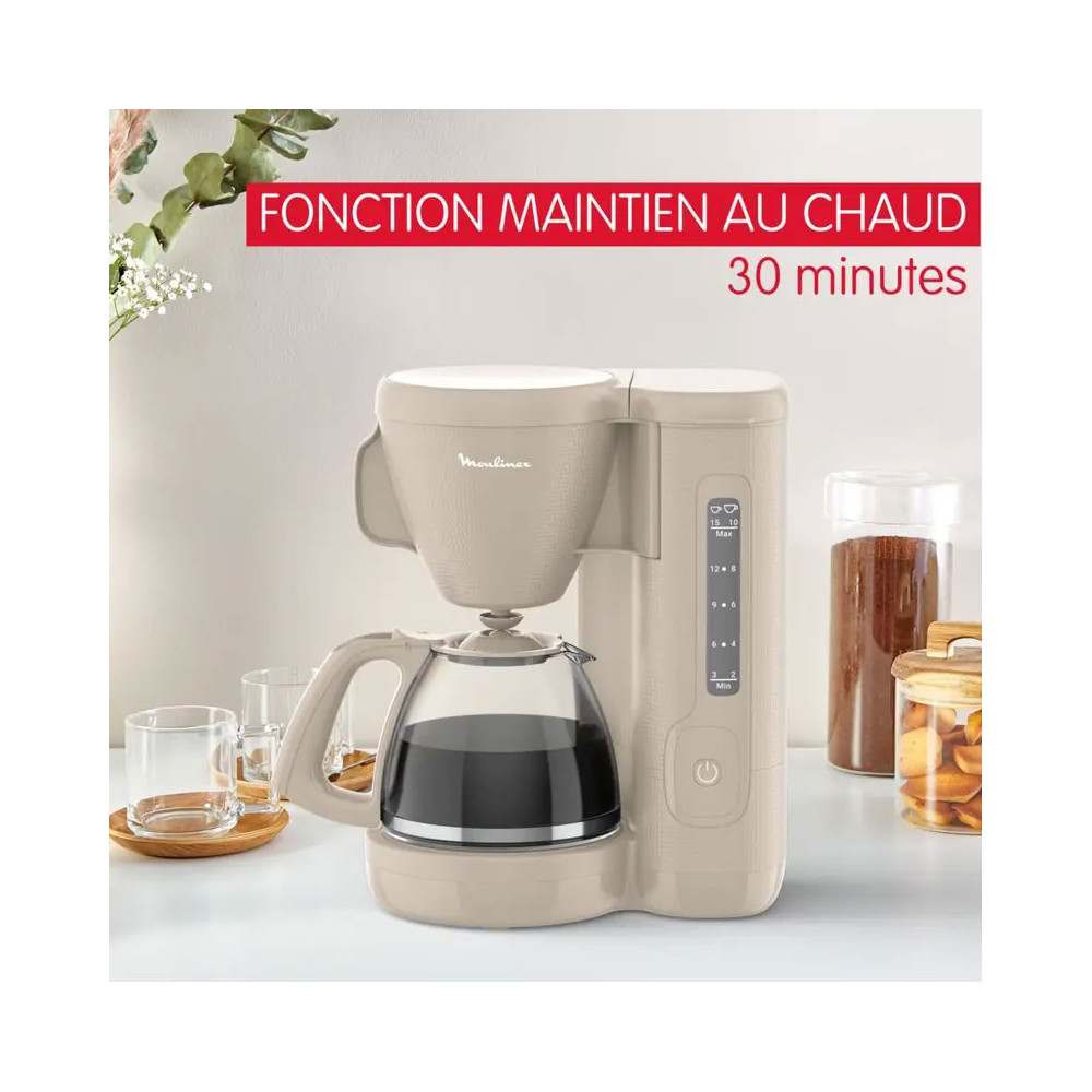 Cafetière MOULINEX 1.25 Litre / 1000W / GRIS CHAUD / FG2M0B10
