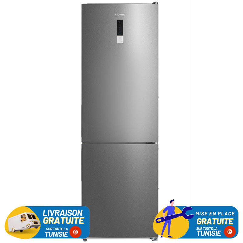 Réfrigérateur HYUNDAI No Frost Combiné 310 Litres / INOX avec Afficheur
