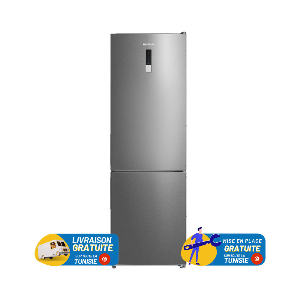 Réfrigérateur HYUNDAI No Frost Combiné 310 Litres / INOX avec Afficheur