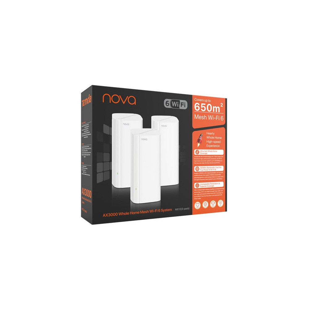 Point d'accés Et Routeur Tenda Nova MX12 - Pack de 3 Systémes Wi-Fi 6 AX3000 Mbps