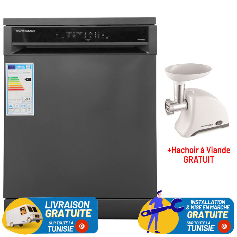 Lave vaisselle Schneider 13 couverts / Silver + Hachoir à Viande GRATUIT