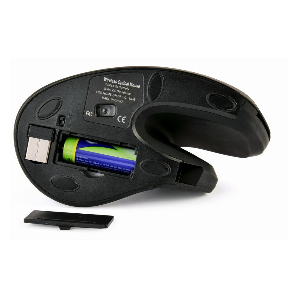 Souris optique sans fil GEMBIRD ergonomique à 6 boutons / Noir