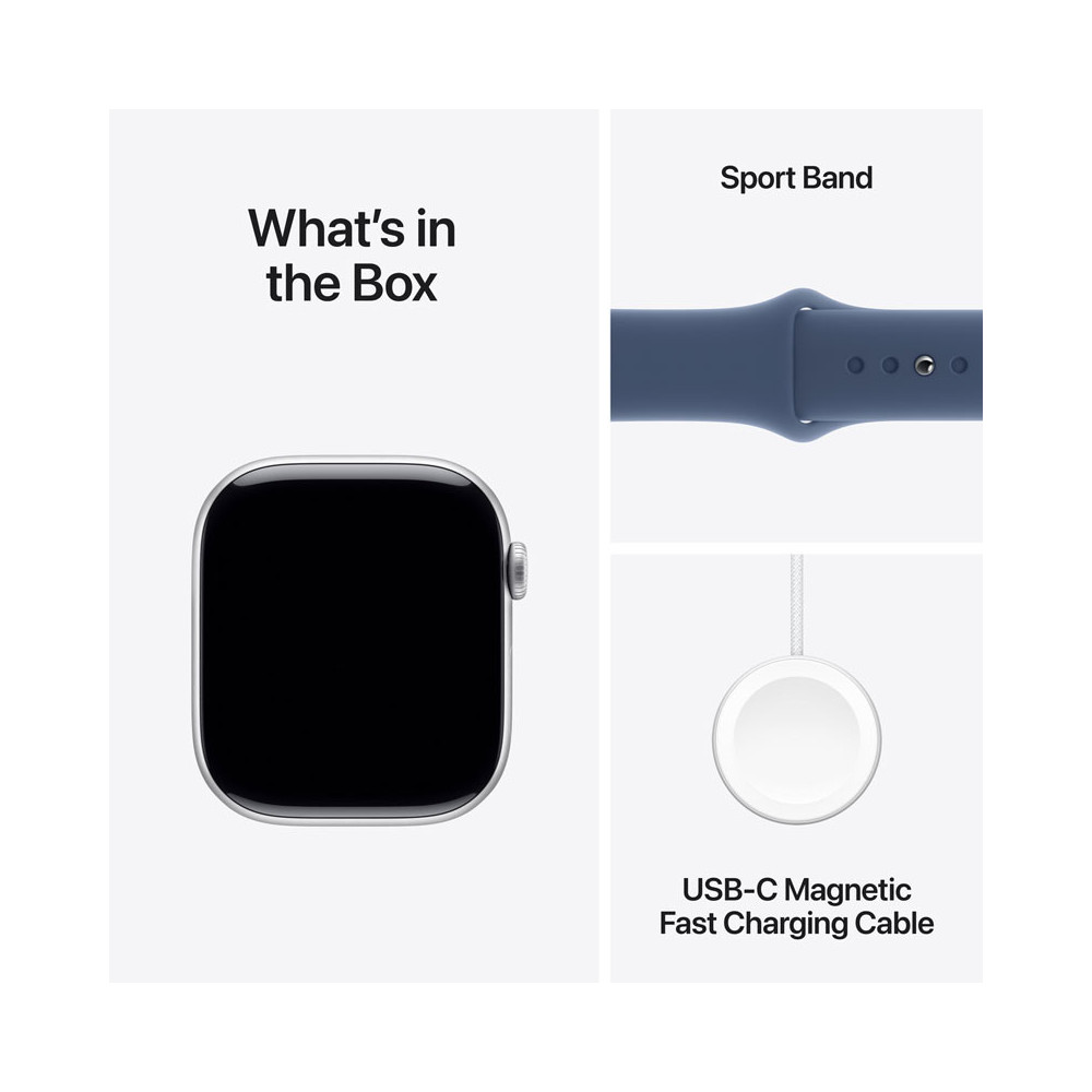 Apple Watch Series 10 GPS 46mm Silver Aluminium Case with Denim Sport Band M/L