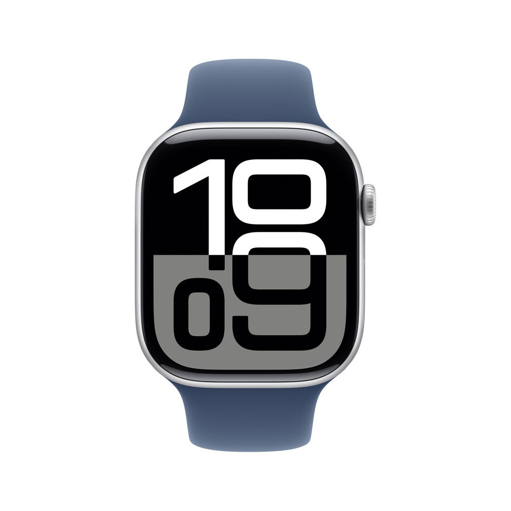 Apple Watch Series 10 GPS 46mm Silver Aluminium Case with Denim Sport Band M/L