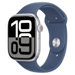 Apple Watch Series 10 GPS 46mm Silver Aluminium Case with Denim Sport Band M/L
