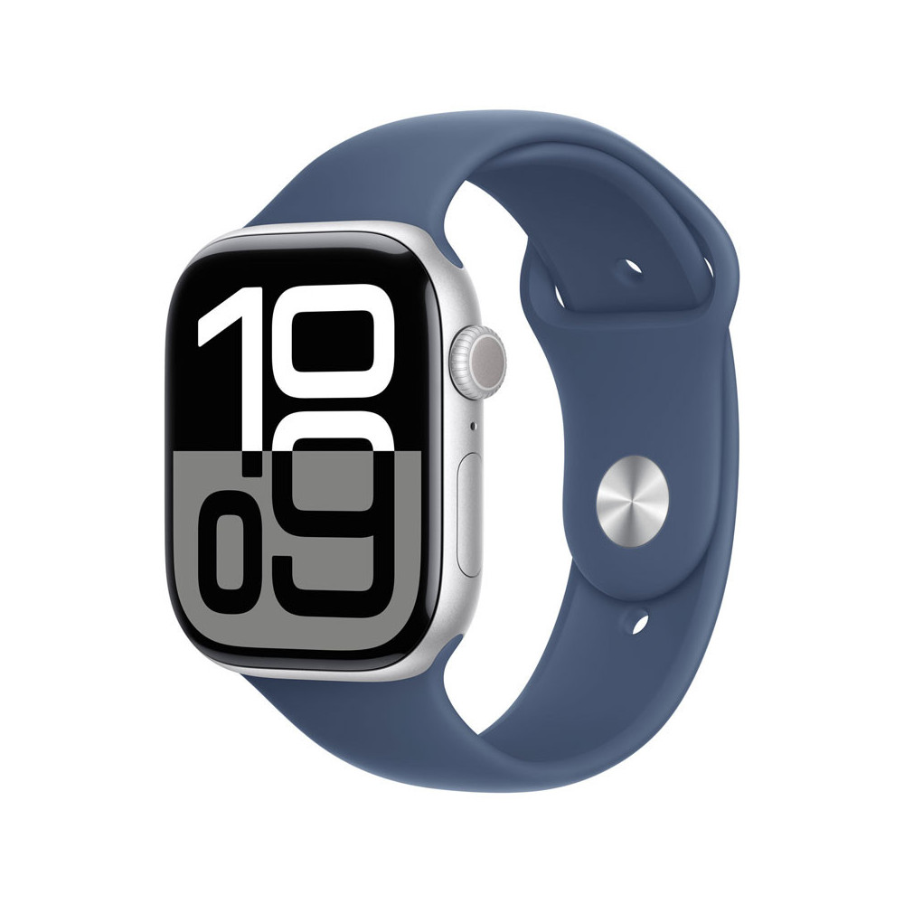 Apple Watch Series 10 GPS 46mm Silver Aluminium Case with Denim Sport Band M/L