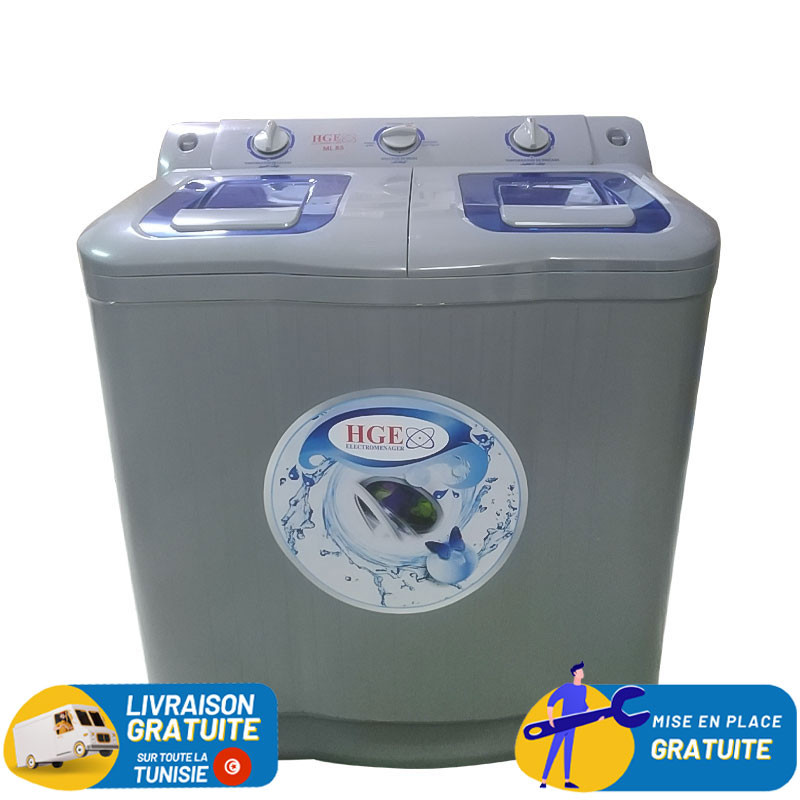 Lave Linge Semi-Automatique HGE  8.5 Kg / Gris / ML-8-5