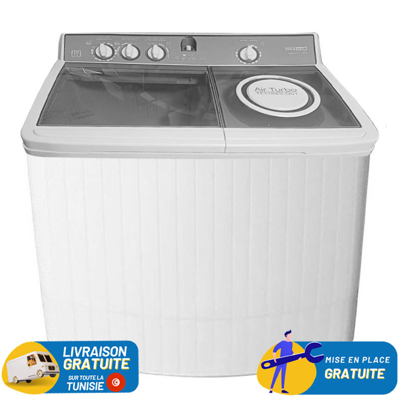 Machine a laver MAXWELL semi automatique 14kg  avec pompe / Blanc / MAX-WMTT140PB