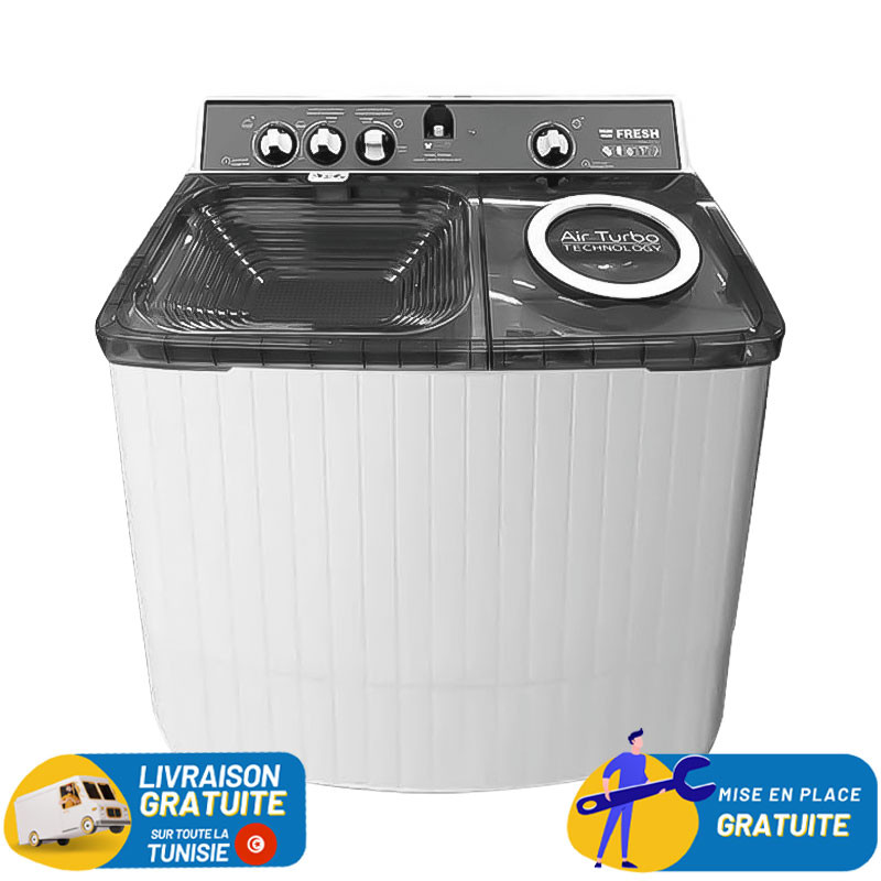 Machine à Laver Semi Automatique FRESH 15Kg Blanc & Gris - TTW-15G
