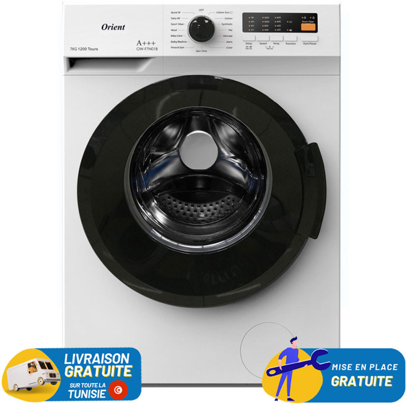 Machine à laver Automatique Frontale Orient OW-F7V03B / 7KG / Blanc / OW-F7V03B