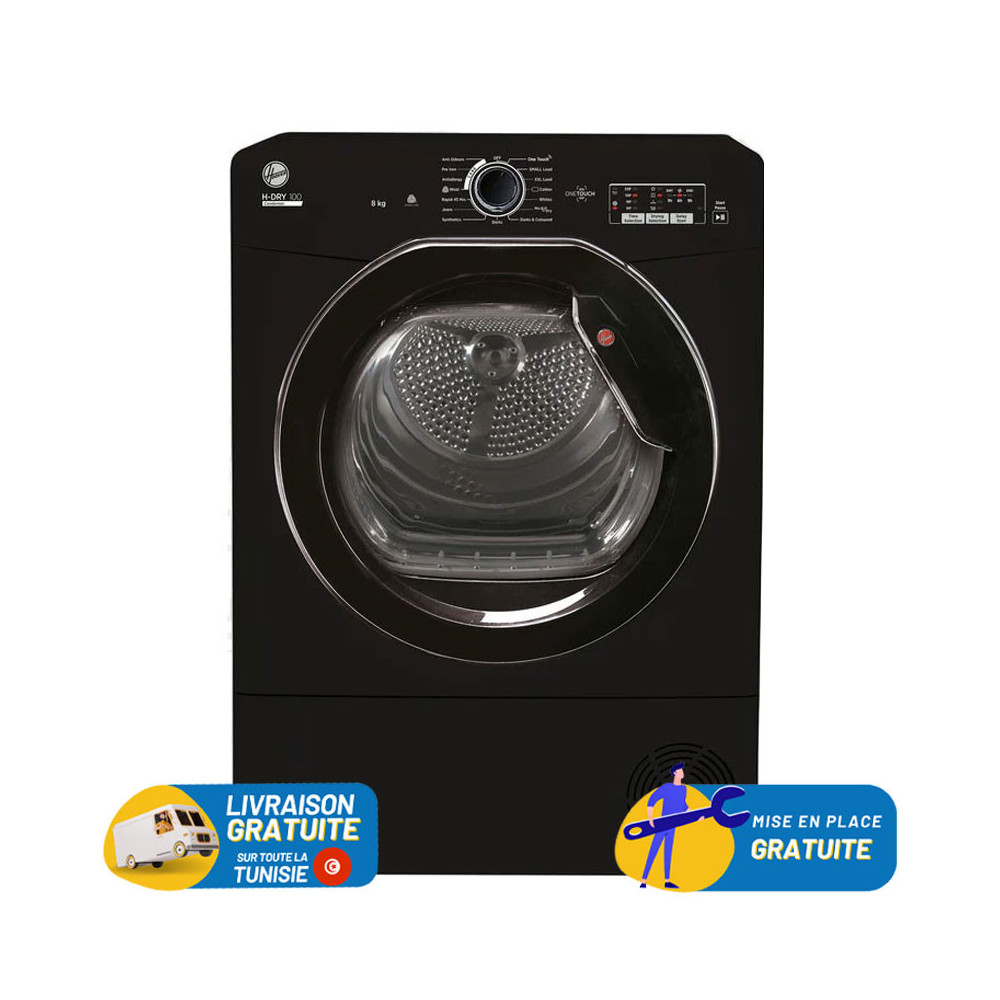 SECHE LINGE HOOVER A CONDENSATION 8KG / Noir / HLEC8LGB-80